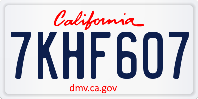 CA license plate 7KHF607