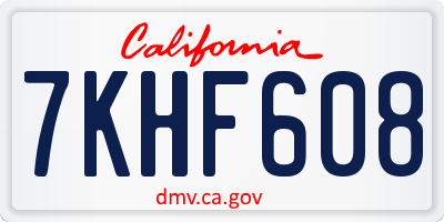 CA license plate 7KHF608