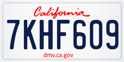 CA license plate 7KHF609