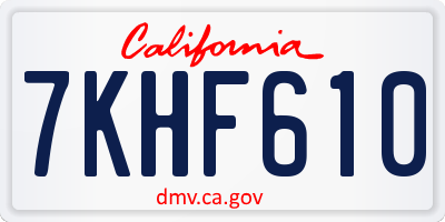 CA license plate 7KHF610