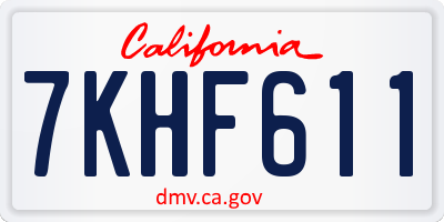 CA license plate 7KHF611
