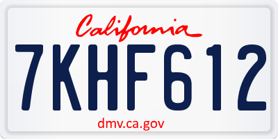 CA license plate 7KHF612