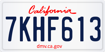 CA license plate 7KHF613