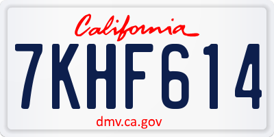 CA license plate 7KHF614