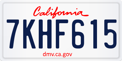 CA license plate 7KHF615