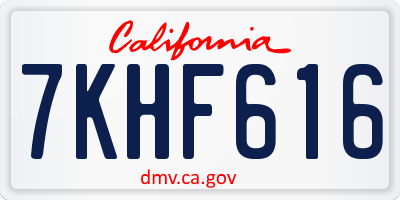 CA license plate 7KHF616