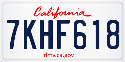 CA license plate 7KHF618