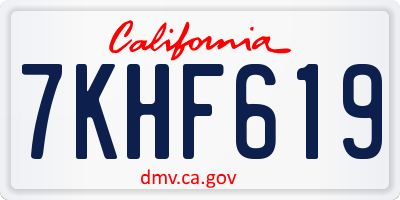CA license plate 7KHF619