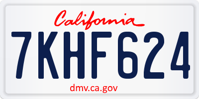 CA license plate 7KHF624