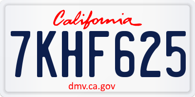 CA license plate 7KHF625