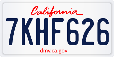 CA license plate 7KHF626