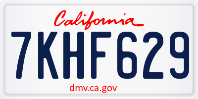 CA license plate 7KHF629