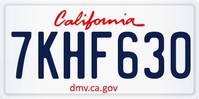 CA license plate 7KHF630