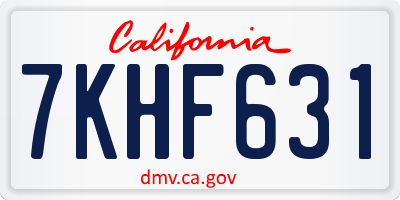 CA license plate 7KHF631