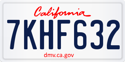 CA license plate 7KHF632