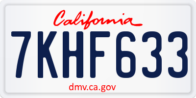 CA license plate 7KHF633