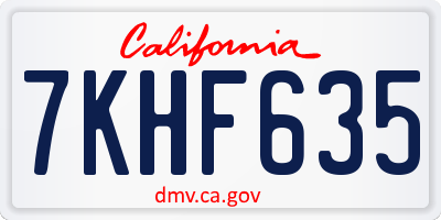 CA license plate 7KHF635