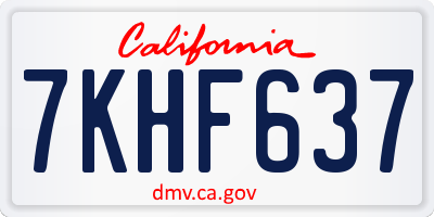 CA license plate 7KHF637