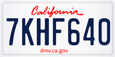 CA license plate 7KHF640