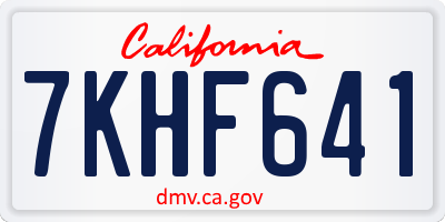 CA license plate 7KHF641