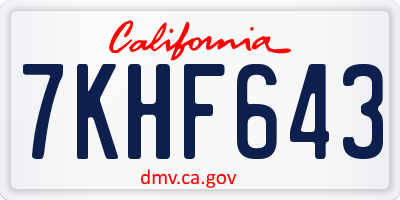 CA license plate 7KHF643