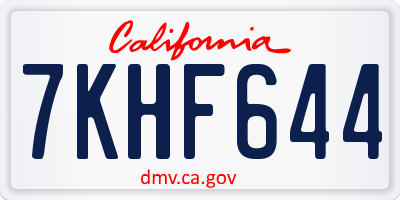 CA license plate 7KHF644