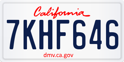 CA license plate 7KHF646