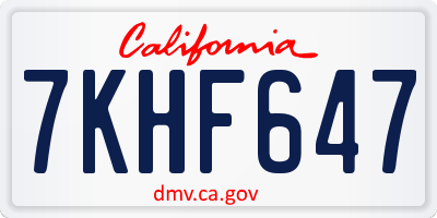 CA license plate 7KHF647