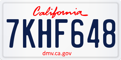 CA license plate 7KHF648