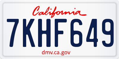 CA license plate 7KHF649