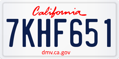 CA license plate 7KHF651