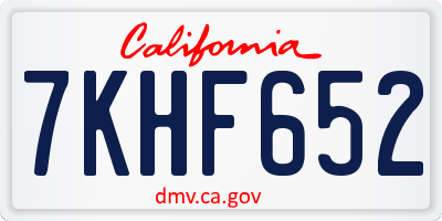 CA license plate 7KHF652