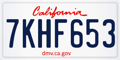 CA license plate 7KHF653