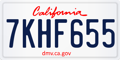 CA license plate 7KHF655