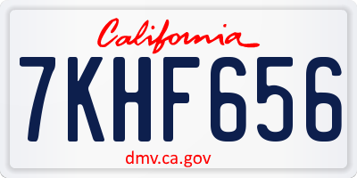 CA license plate 7KHF656