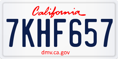 CA license plate 7KHF657