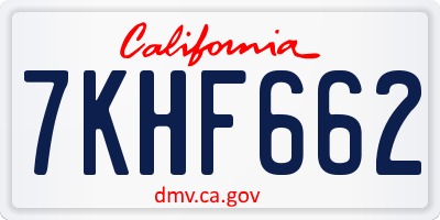 CA license plate 7KHF662