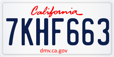 CA license plate 7KHF663
