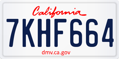 CA license plate 7KHF664