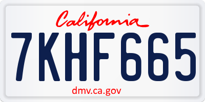 CA license plate 7KHF665