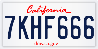 CA license plate 7KHF666