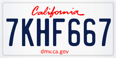 CA license plate 7KHF667