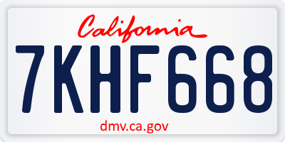 CA license plate 7KHF668