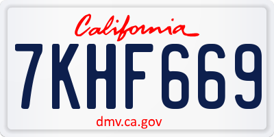 CA license plate 7KHF669