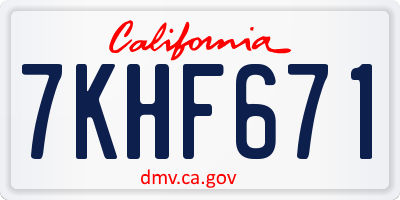 CA license plate 7KHF671