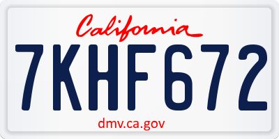 CA license plate 7KHF672