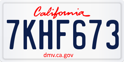 CA license plate 7KHF673