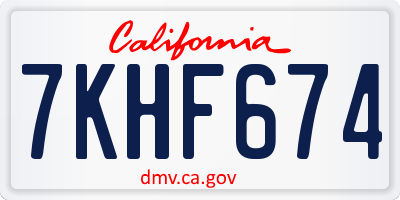 CA license plate 7KHF674