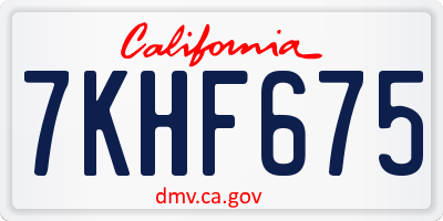 CA license plate 7KHF675