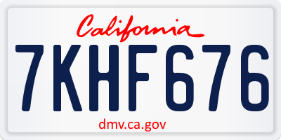CA license plate 7KHF676